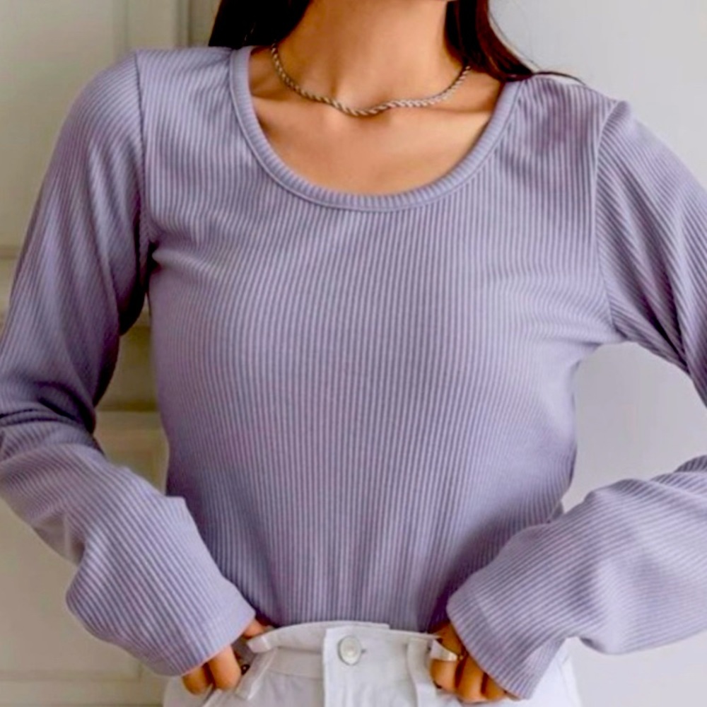 Solid Rib-Knit Tee - Picture 4 of 10